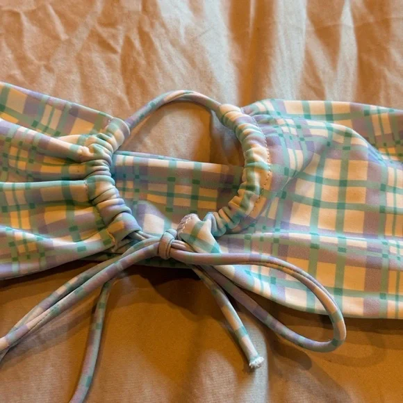 Edikted Plaid Bikini Set - Blue and Pink - Picture 3 of 3